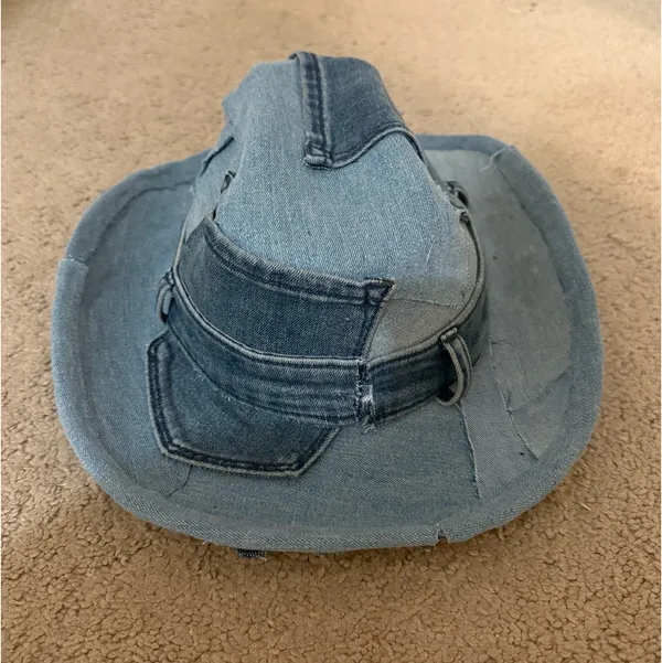 Denim patchwork cowboy hat Blue - Image 3