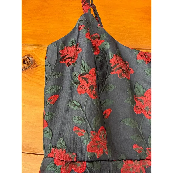 NWT Lulus Immaculate Chicness Navy Floral Brocade Midi Dress Cruise Resort Sz L - Image 4