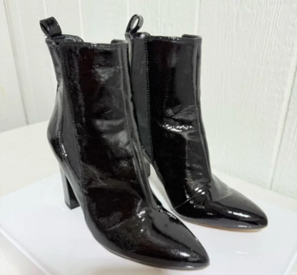 Vince Camuto Shiny Black Heeled Boots - Image 2