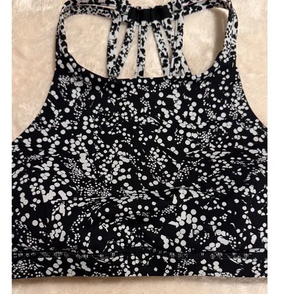 Lululemon Free To Be Serene High Neck Bra Black White Polka Dot Floral Strappy 2 - Image 3