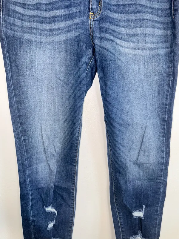 KanCan Frayed Ankle Skinny Jeans Dark Wash High Rise Distressed - Image 5