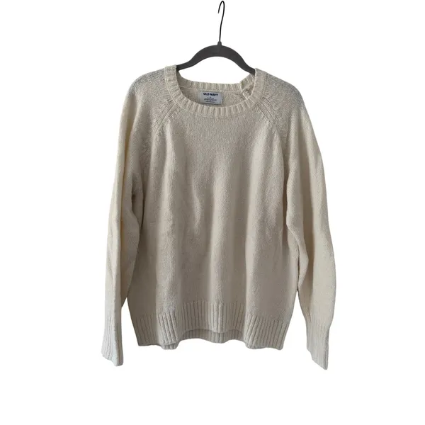 Old Navy Ivory Crewneck Sweater Women’s Medium Soft Cozy Knit Pullover Cream M - Image 2