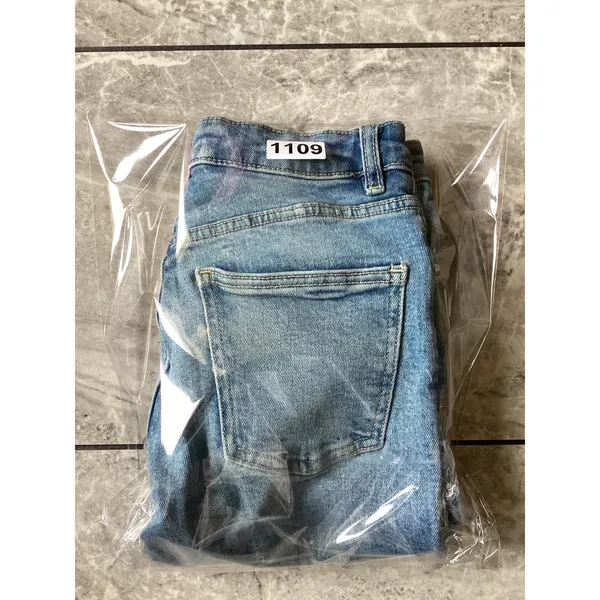 Zara Womens High Rise Straight Leg Jeans Blue Raw Hem Size 2 EUR 34 - Image 7