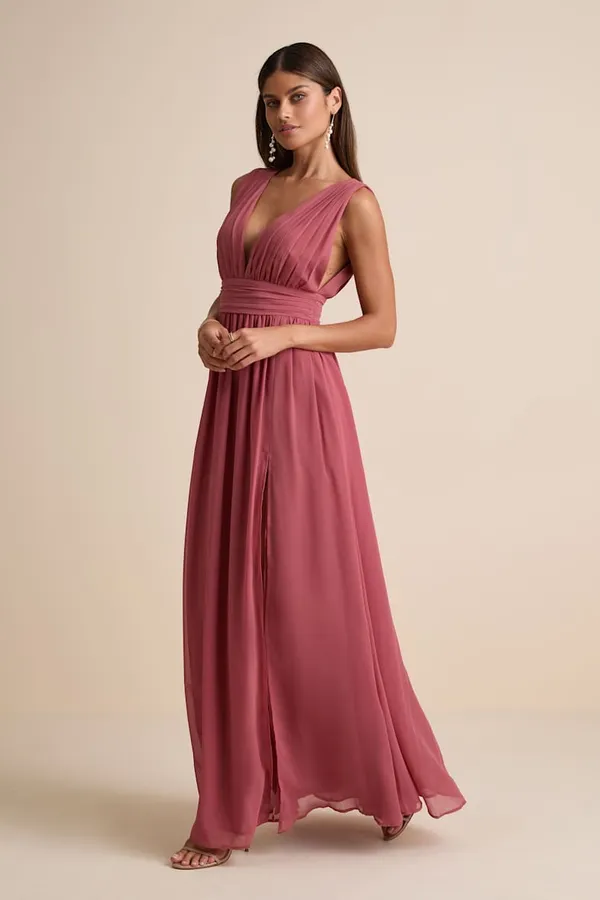 NWOT Lulus Heavenly Hues Desert Rose Maxi Dress in Desert Rose Size Medium MSRP $99 - Image 4