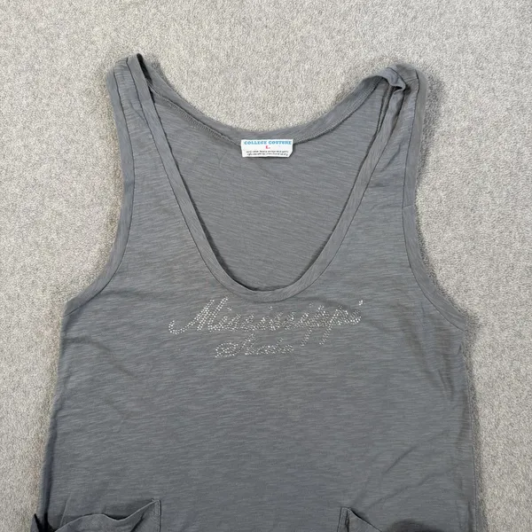 College Couture Mississippi State Tank Top Women's LG Gray Rhinestone Pockets - Image 2