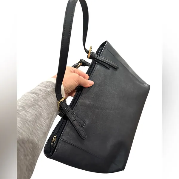 Tory Burch Emerson small saffiano leather careerwear office buckle blue tote bag - Image 5