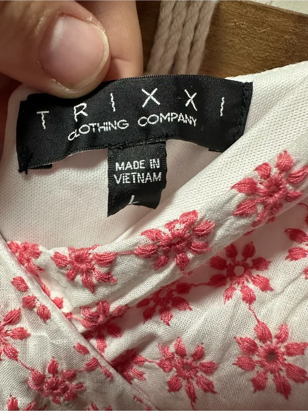 Trixxi Pink & White Floral Spaghetti-Strap Fit-and-Flare Mini Dress - Image 2