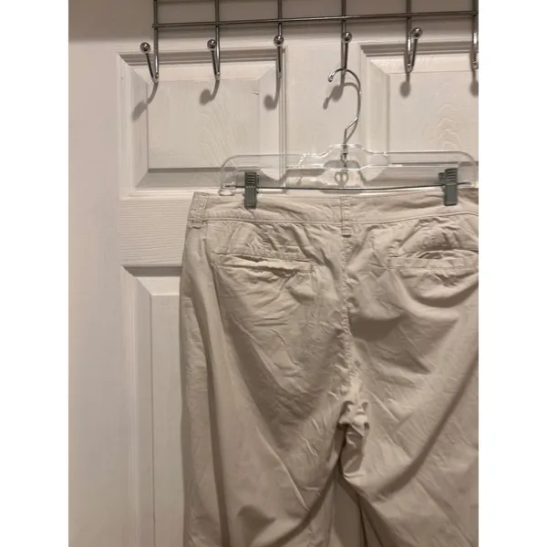 Old‎ Navy Womens Khaki Wide Leg Chino Pants Size 12 Beige Cotton Ripstop Casual - Image 5