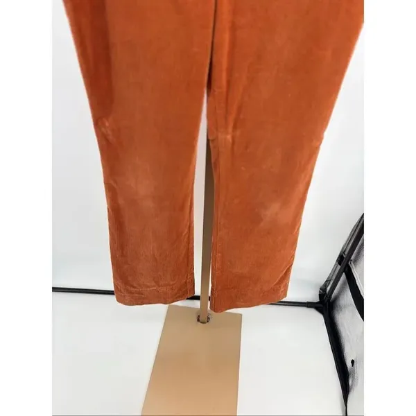 By Anthropologie Orange Corduroy Cropped Flare Pants Patch Pockets Size 6 - Image 6