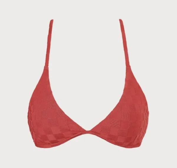 BERLOOK Red Jacquard Triangle Cross Back Bikini Top ONLY 46 - Image 7