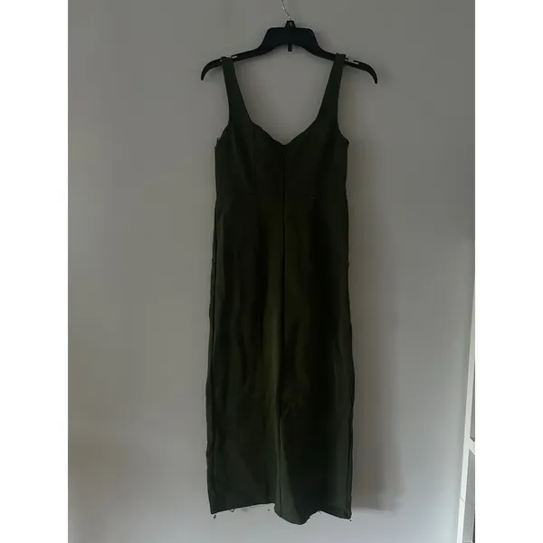Maeve Anthropologie Olive Green Button-Front Midi Dress Size 2 - Image 5