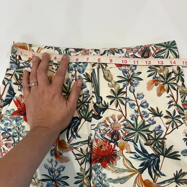 Zara Woman Size XS Floral Cotton Pants - Image 9