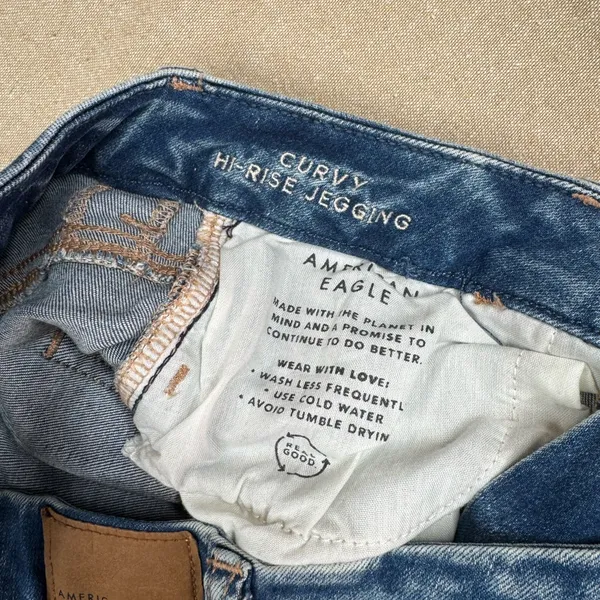 American Eagle Curvy Hi-Rise Jegging Jeans Womens Size 4 Medium Wash Distressed - Image 14