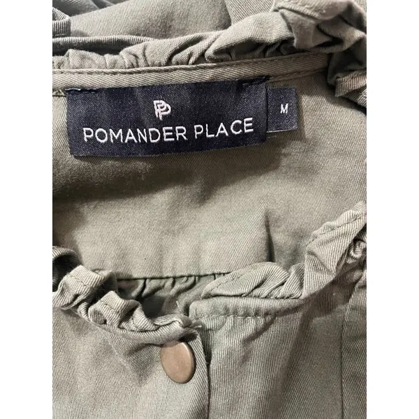 Tuckernuck Pomander Place Medium Green Claiborne Dress Short Long Sleeve Olive - Image 10