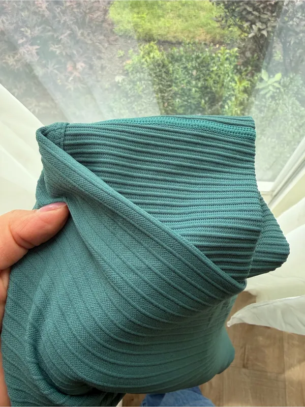 Aim’n Ribbed High-Waisted Capri Leggings Teal Blue XL - Image 4
