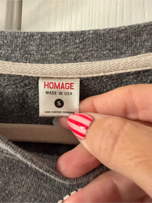 HOMAGE Gray Pullover Sweatshirt with Red Raglan Sleeves - Image 2