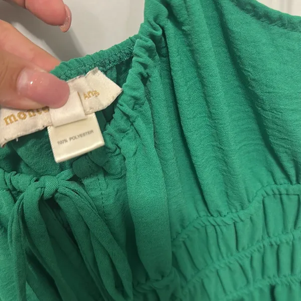 Monteau Green Smocked Tiered Midi Long Dress - Size Small - Image 5