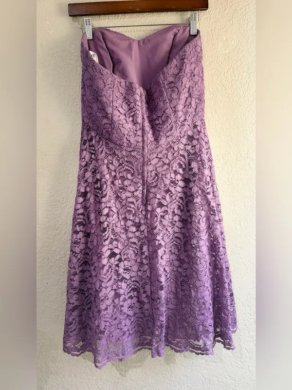 Davis bridal New no tags size 6 Strapless Lavender Lace A-Line Dress - Image 12