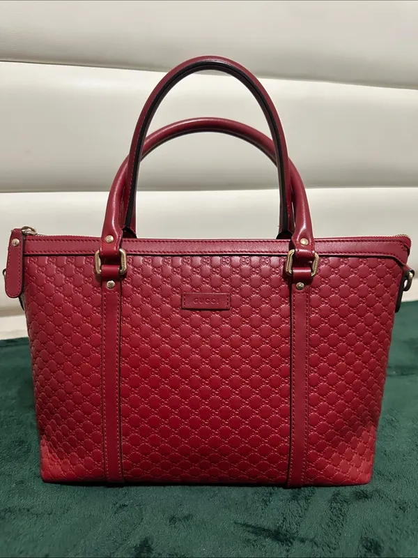 Gucci Micro Guccissima 2-Way Bag in Dark Red - Image 2
