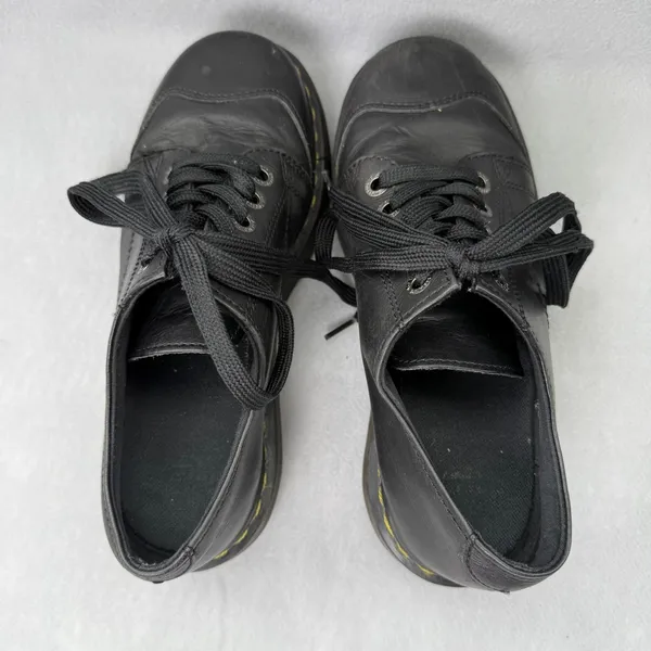 Dr. Martens Black Leather Platform Oxfords Chunky Lug Sole Lace Up Shoes Grunge - Image 3