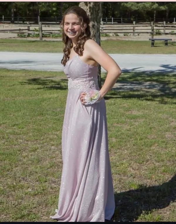 Light Pink Prom Dillard's Sparkle Dress - Image 3