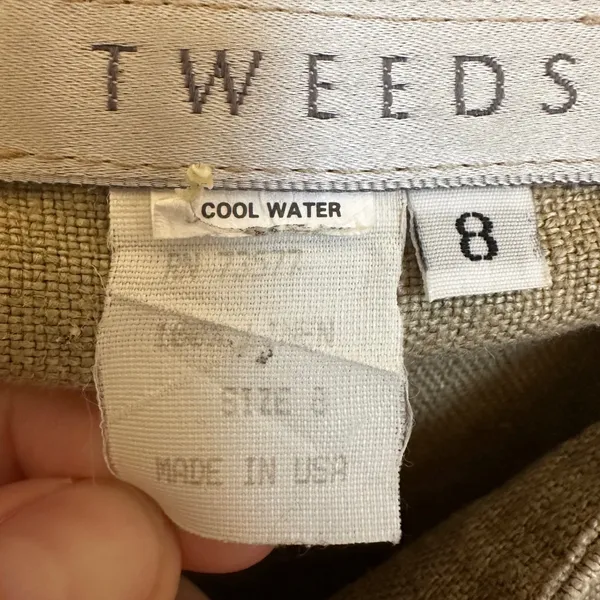Tweeds Vintage 100% Linen Sheath Dress Khaki Sleeveless USA Sz 8 Career 90s - Image 5