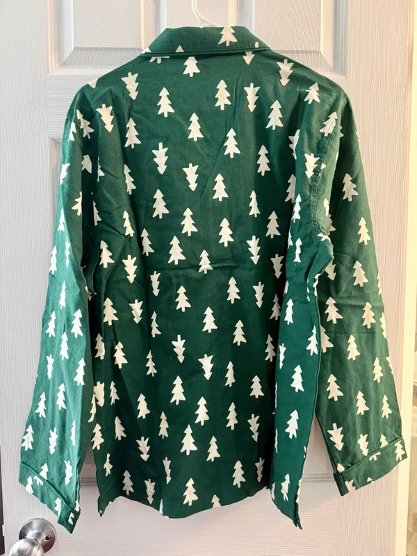 Hanna Andersson Green and White Tree Print Pajama Top Size M - Image 3