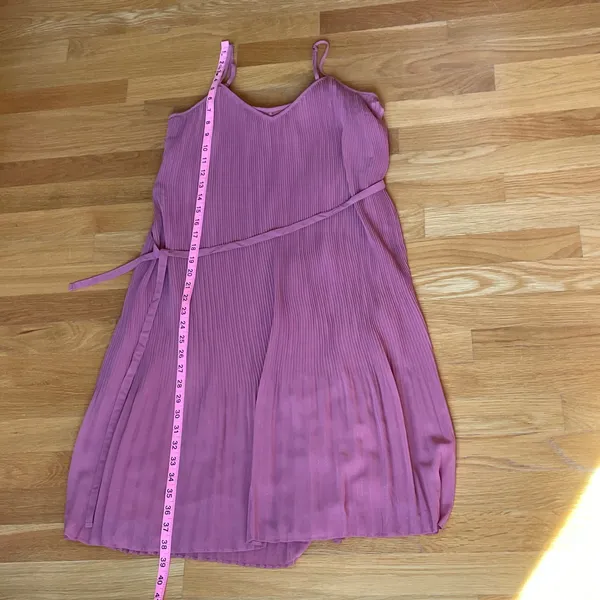 Abercrombie & Fitch Pleated Midi Dress Small Pink Sleeveless Flowy Tie Waist - Image 6