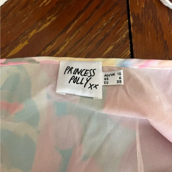 Princess Polly Sheer Floral Tie Front Crop Top Size 6 Pink - Image 2