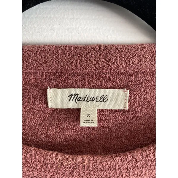 Madewell Smocked Gauze Top‎ Womens Size S Pink Crop Long Sleeve Cotton - Image 2