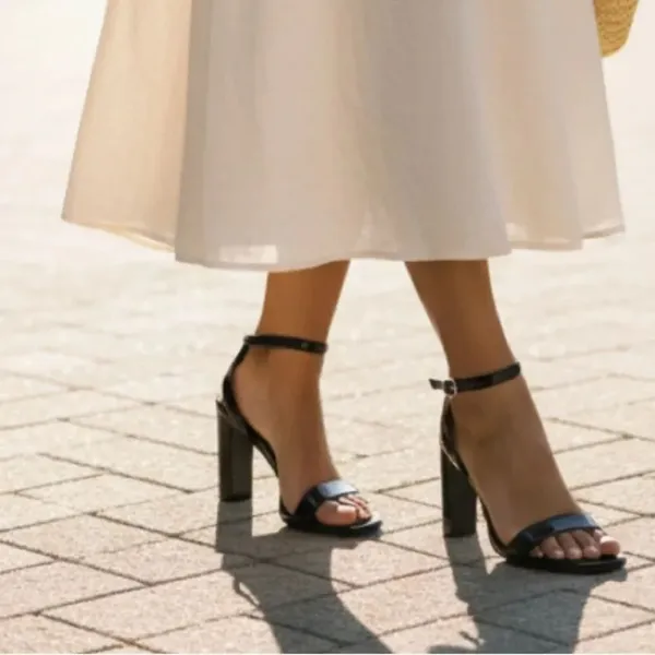 Michael Kors Black Patent Leather Strappy Block Heel Sandals (Size 5.5M) - Image 2