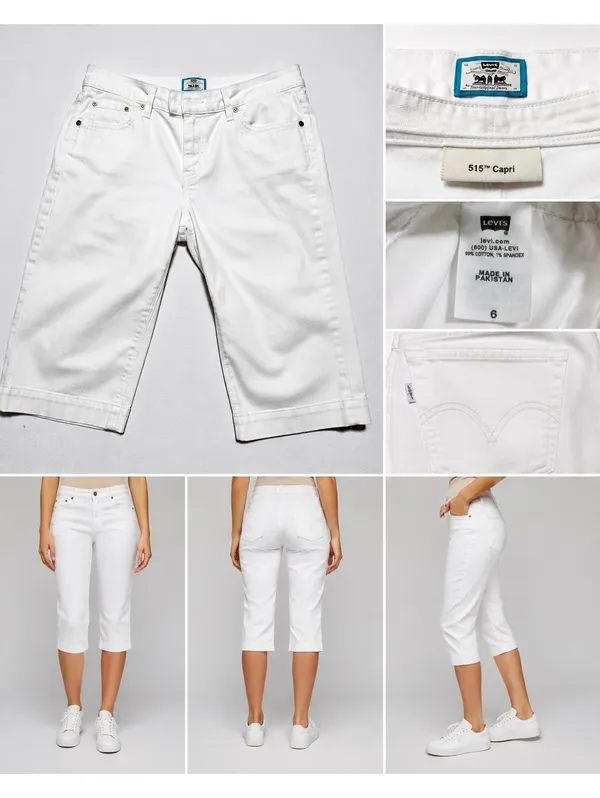 Levi’s 515 Capri Women’s Size 6 White Stretch Denim Cropped Jeans - Image 2