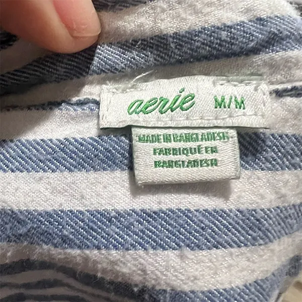 Aerie Women's Striped Long Sleeve Button-Up Shirt Multicolor Size M - Image 9