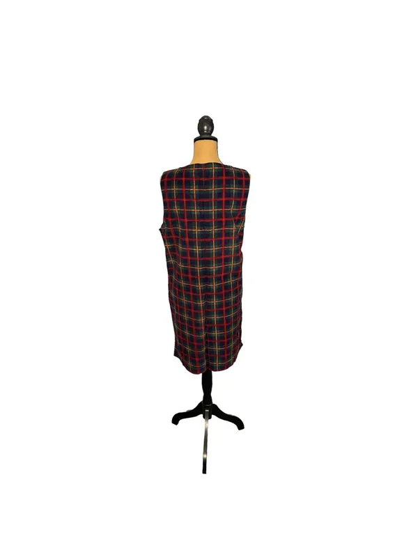 Vintage 90s Disney Store Winnie the Pooh Plaid Corduroy Jumper Dress M - Image 3