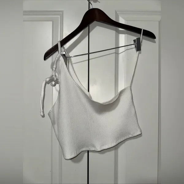 Aerie Lightweight Ribbed Asymmetric Cropped Top XL - Image 4