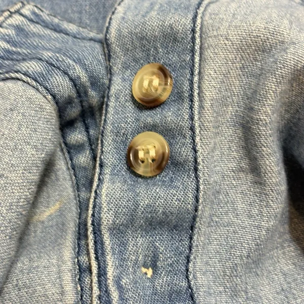 Vintage Way To Go Blue Denim Button Down Women’s S Embroidered Shirt Cottagecore - Image 9
