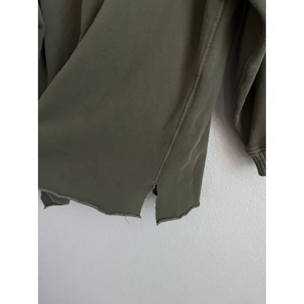 Aerie Down to Earth Crewneck Sweatshirt Olive Green Oversized Boho Lounge Small - Image 7