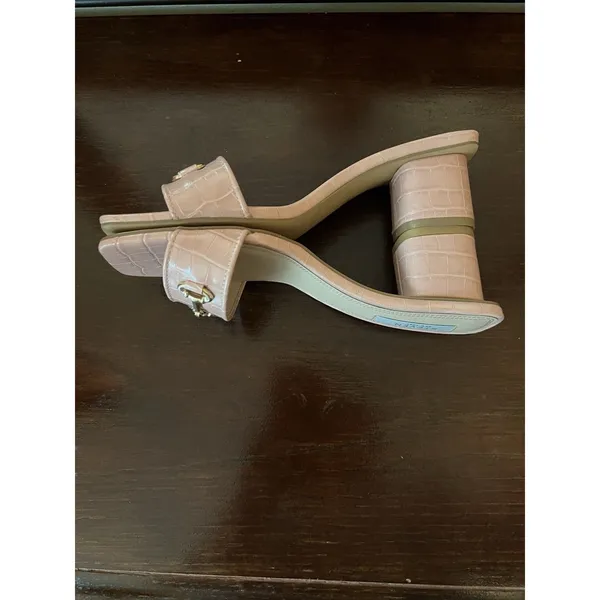 Steven Pink‎ Croc Gold Horse Bit Slip On Sandals Womens Size 8 - Image 5