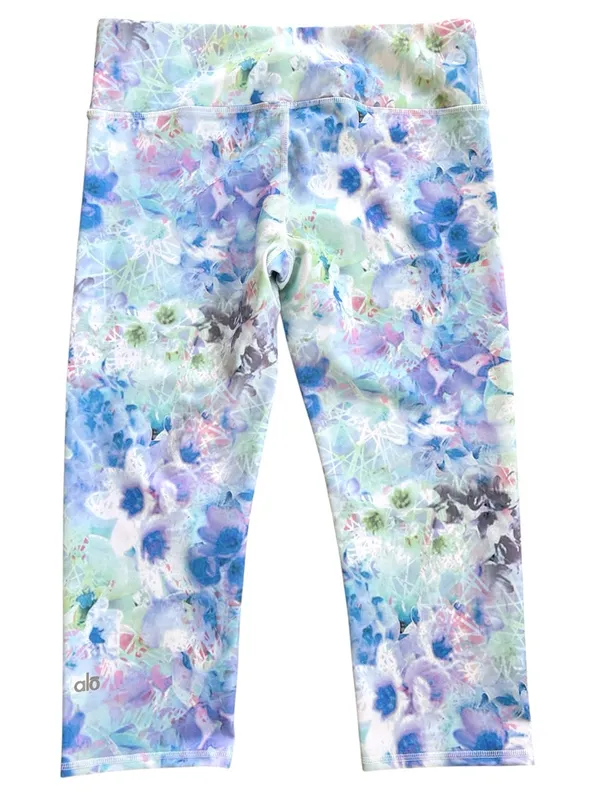 Like New ALO Yoga Crop Leggings Floral Size Large - Image 6