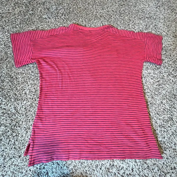 Lauren‎ Ralph Lauren Pink Navy Striped Cotton Henley Short Sleeve Top Mens M - Image 6