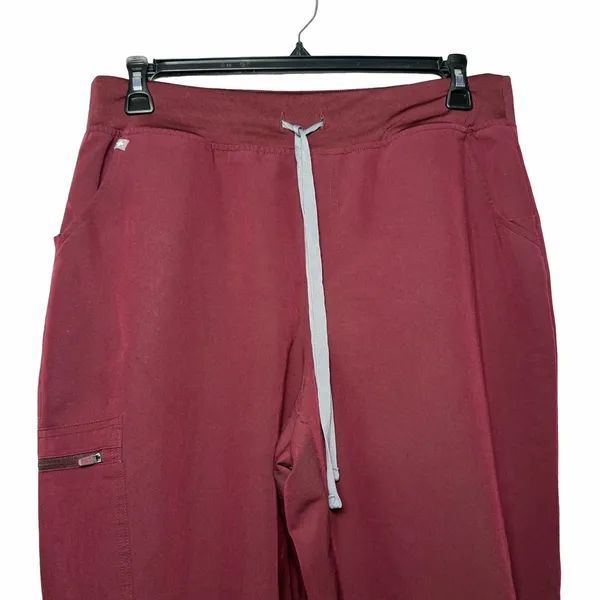 FIGS Zamora Jogger Scrub Pants XL Burgundy Wine High Waist Stretch Medical - Image 4
