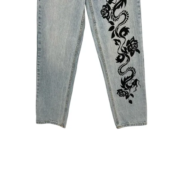 Revice Denim Super 80's 1984 Dragon‎ Graphic Print Jeans Light Wash Blue Size 25 - Image 7