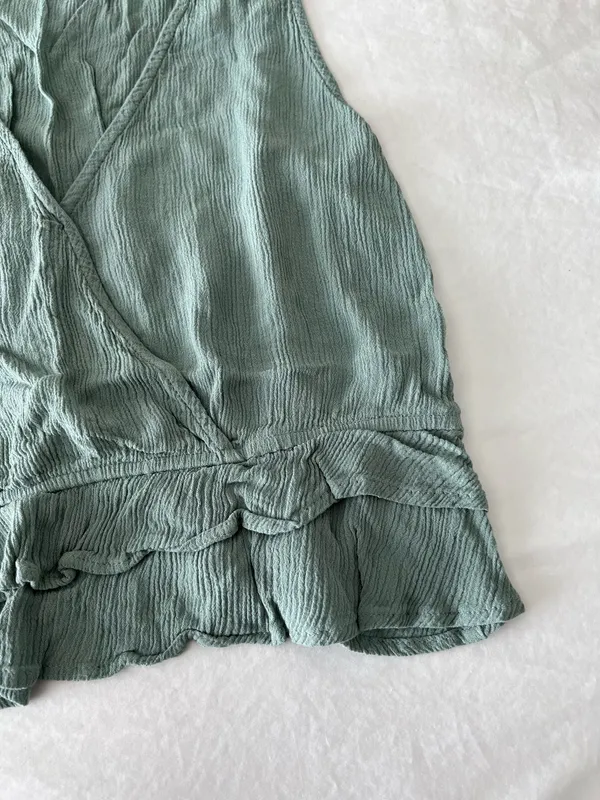 Sage Green Ruffle Detail Cropped Tank - Image 4
