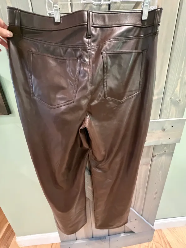 Abercrombie Curve Love Vegan Leather 90s Relaxed Pants Brown 34R NWT High Rise - Image 11