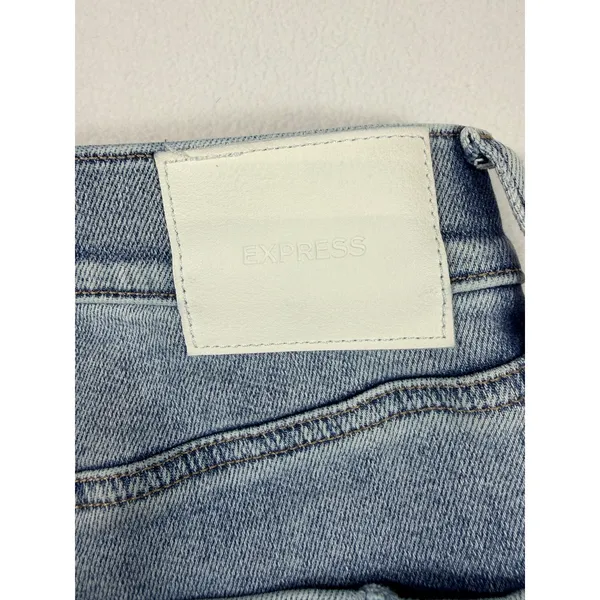 Express Womens 90s Slim Super High Rise 10R Blue Jeans Distressed Denim - Image 5