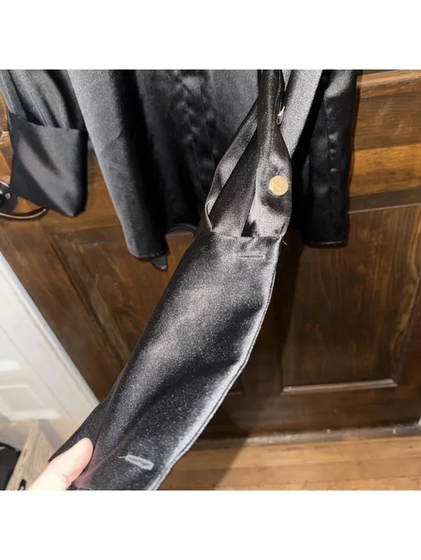 Zara Black satin blouse with french cuffs - Image 5