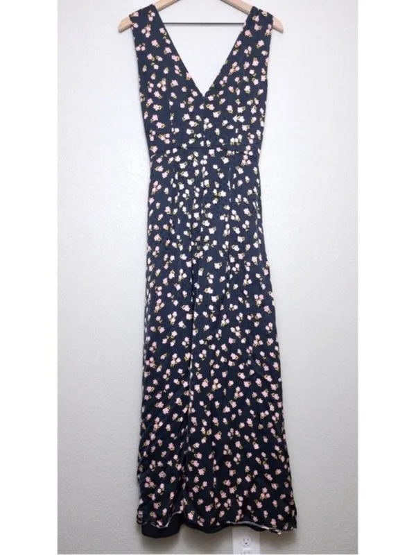 Self Portrait Twisted Ruffle Floral Jacquard Dress 10 Maxi Satin Twill Slit - Image 9