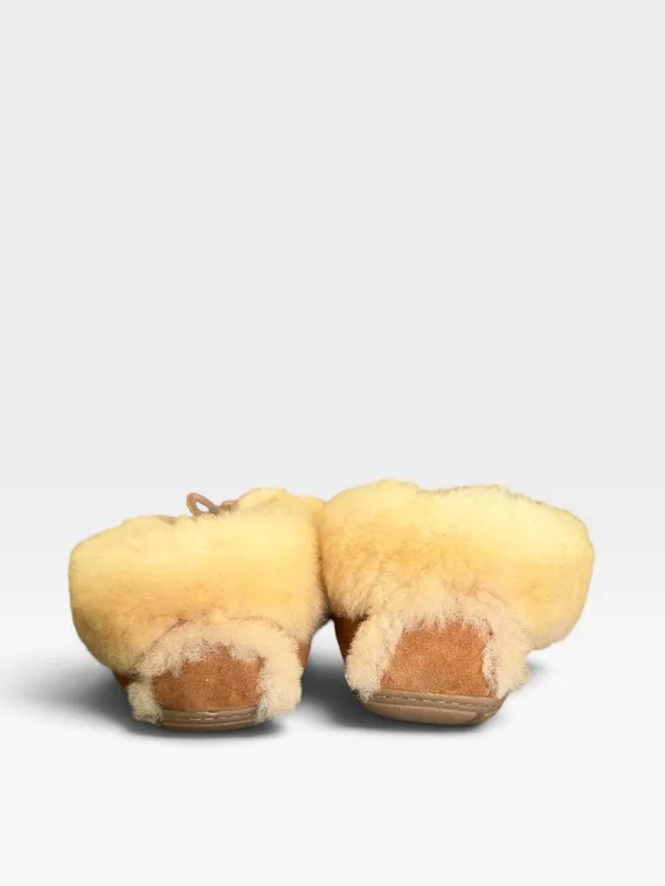 L.L.Bean Wicked Good Moccasins Women’s 10 M Brown Suede Shearling Slippers - Image 3