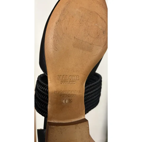 Malone Souliers Maureen‎ Pointed Toe Black Leather Corded Strap Flats Shoes - Image 11