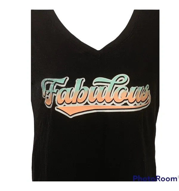 Juniors Short Sleeve Black T-Shirt Top Size Medium Fabulous Pre-Owned - Image 2